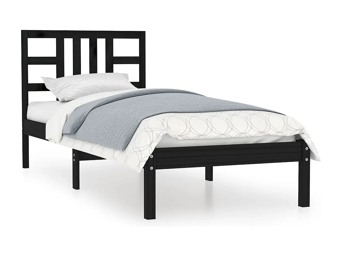 Cadre de lit sans matelas noir 100x200 cm bois massif