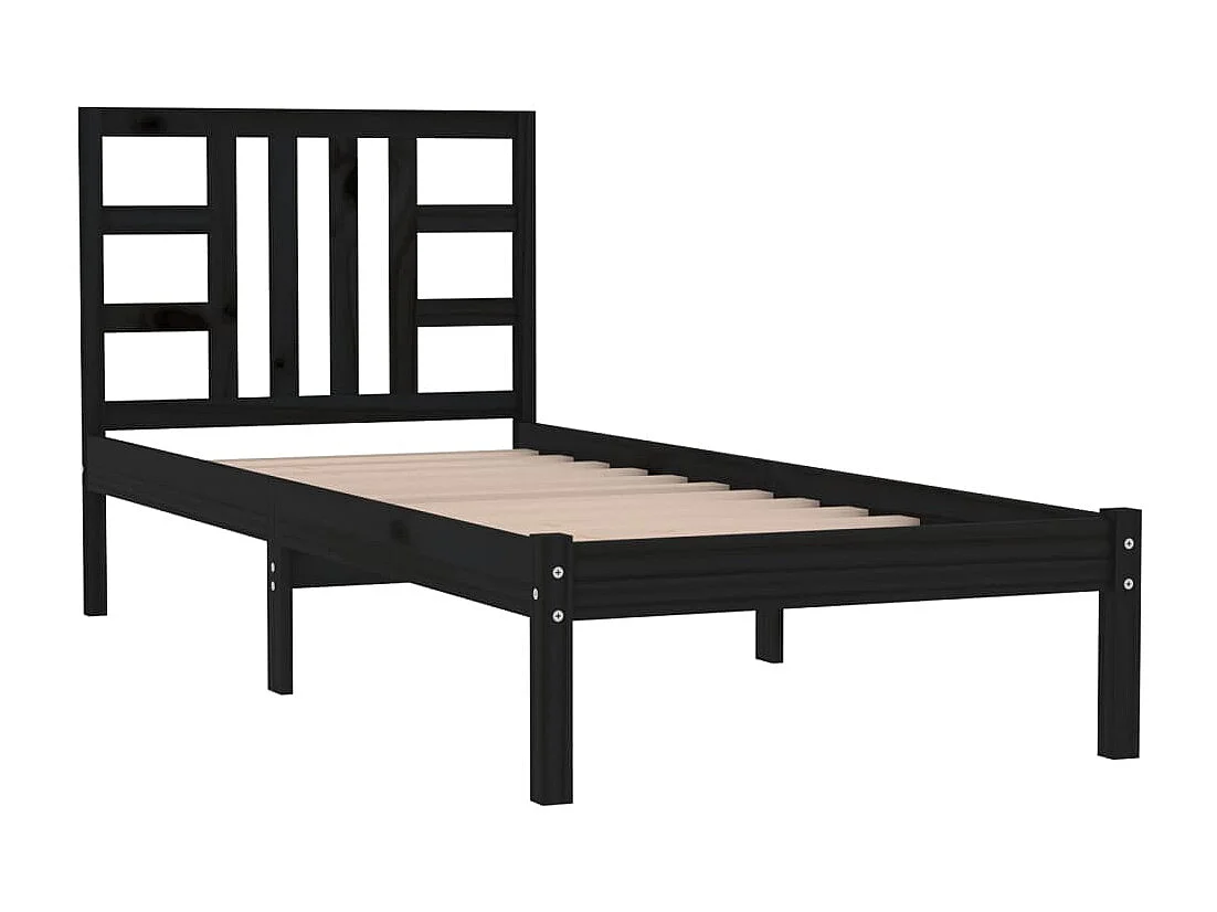 Cadre de lit sans matelas noir 100x200 cm bois massif