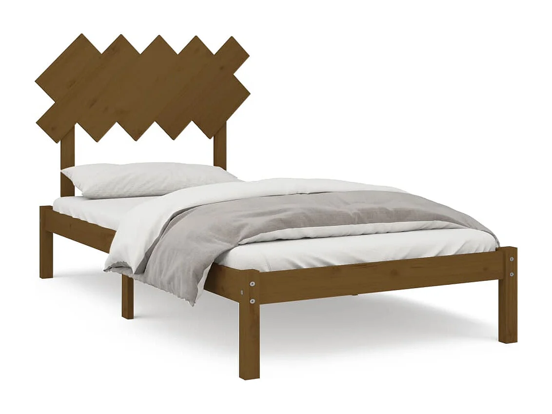 Estrutura de cama 100x200 cm madeira maciça castanho mel