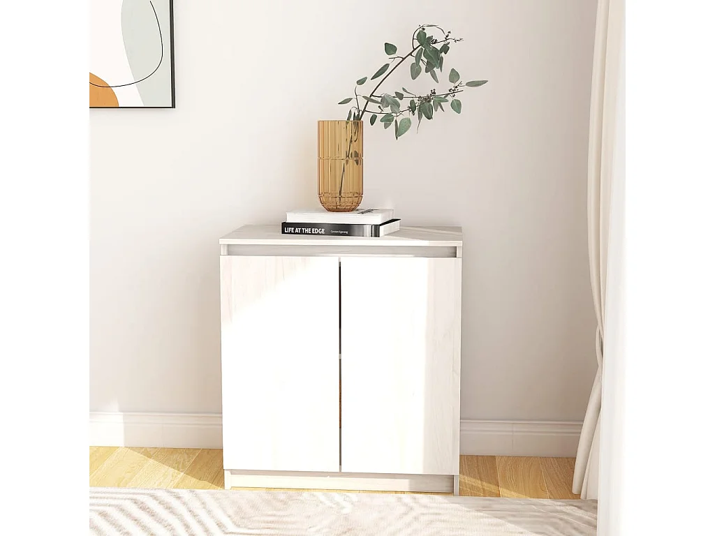 Armário de apoio 60x36x65 cm pinho maciço branco