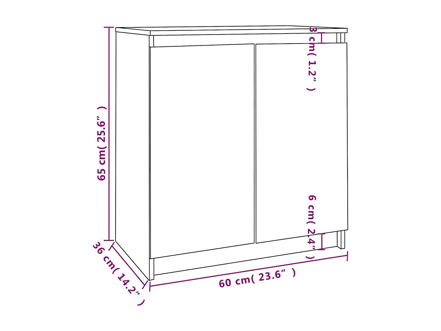 Armoire latérale 60x36x65 cm bois de pin massif