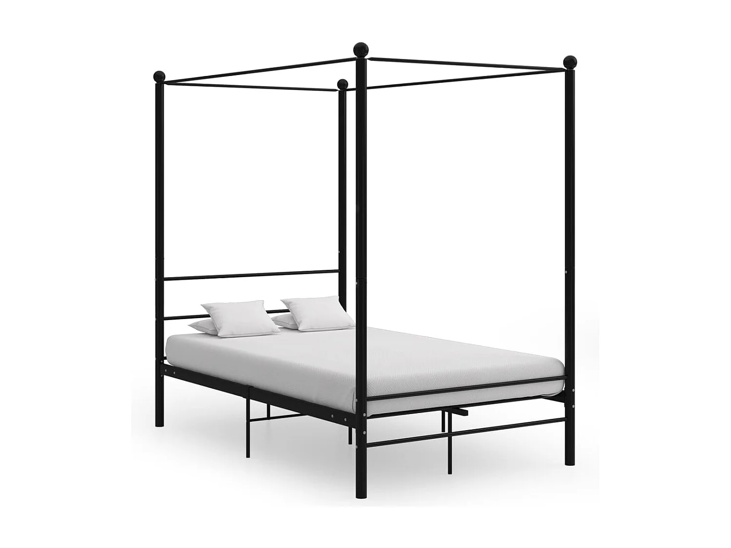 Cadre de lit à baldaquin sans matelas noir 140x200 cm métal