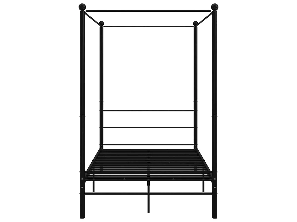 Estrutura de cama com dossel 140x200 cm metal preto