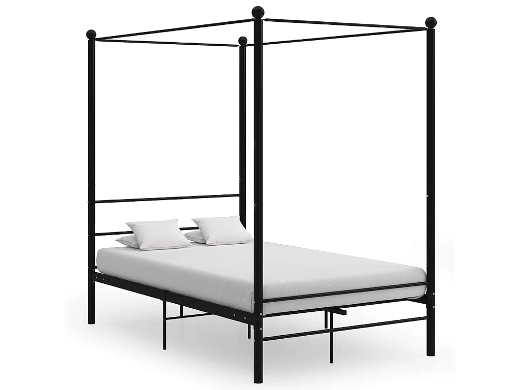 Cadre de lit à baldaquin sans matelas noir 140x200 cm métal