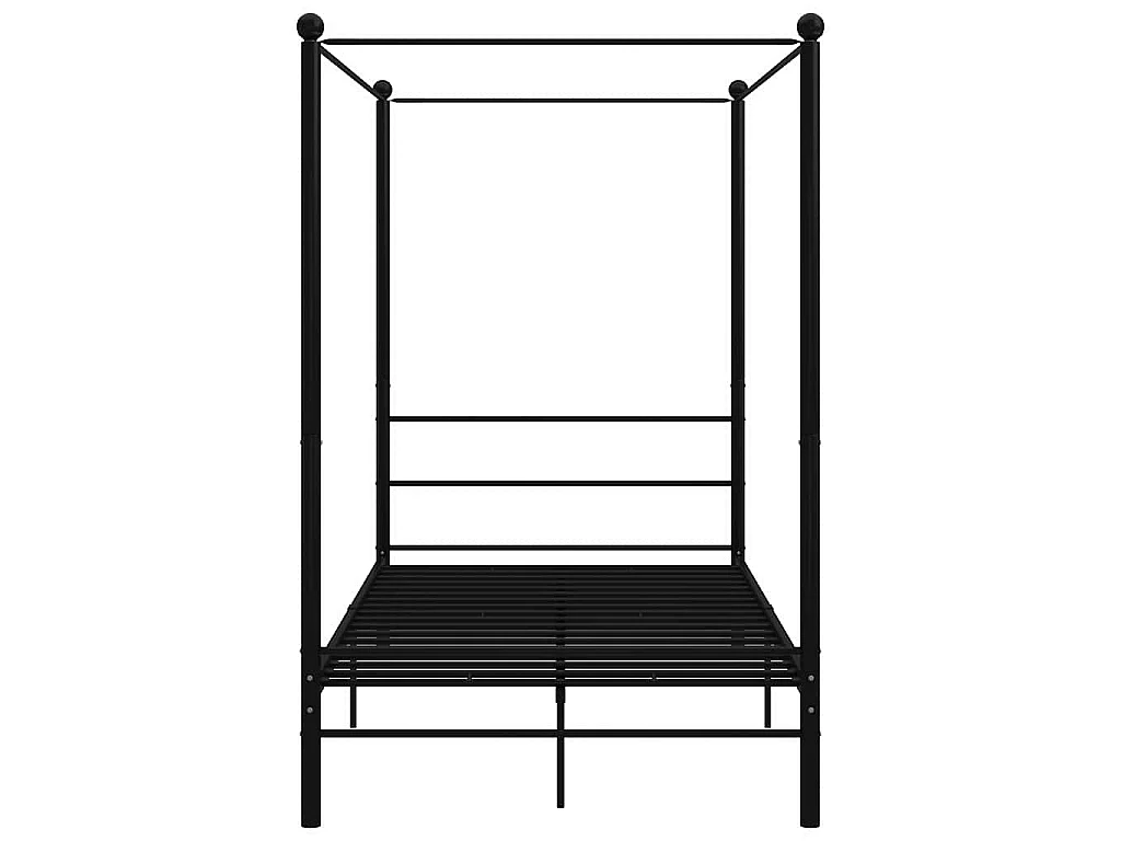 Cadre de lit à baldaquin sans matelas noir 140x200 cm métal