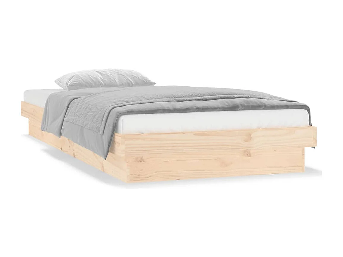 Cadre de lit à LED sans matelas bois massif