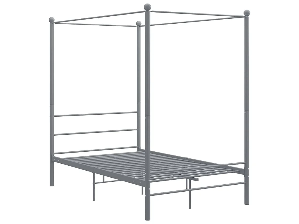 Cadre de lit à baldaquin sans matelas gris métal 120x200 cm