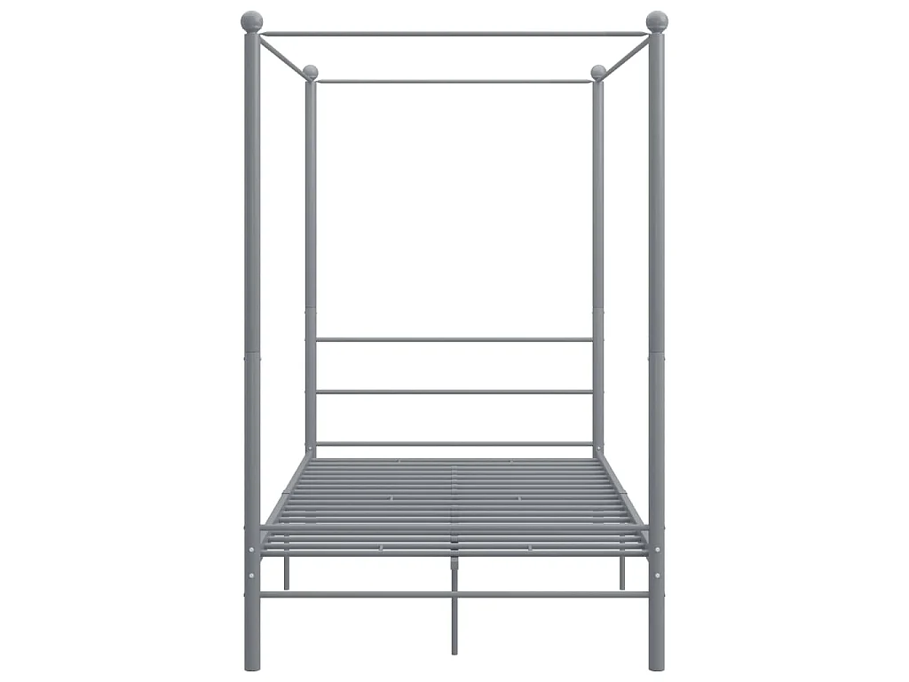 Cadre de lit à baldaquin sans matelas gris métal 120x200 cm