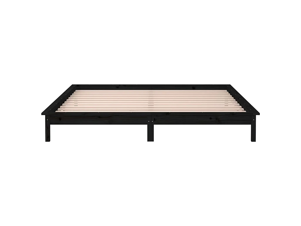 Bedframe LED massief hout zwart 200x200 cm