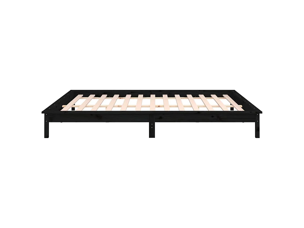 Bedframe LED massief hout zwart 200x200 cm