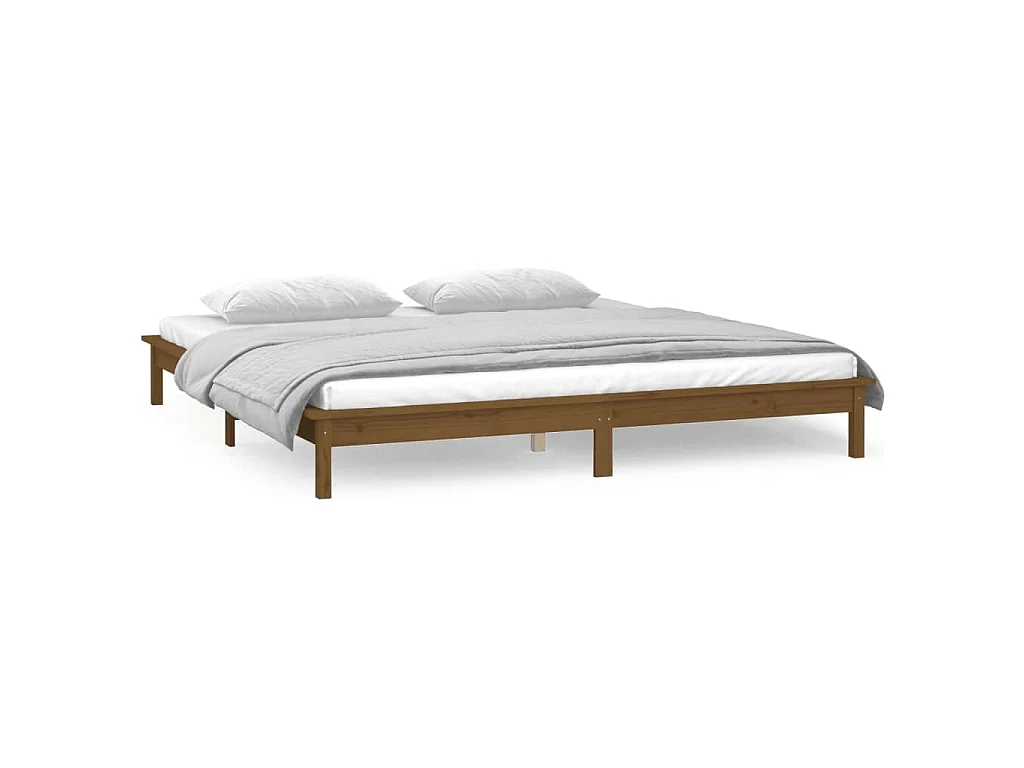 Cadre de lit à LED sans matelas 140x190 cm bois massif