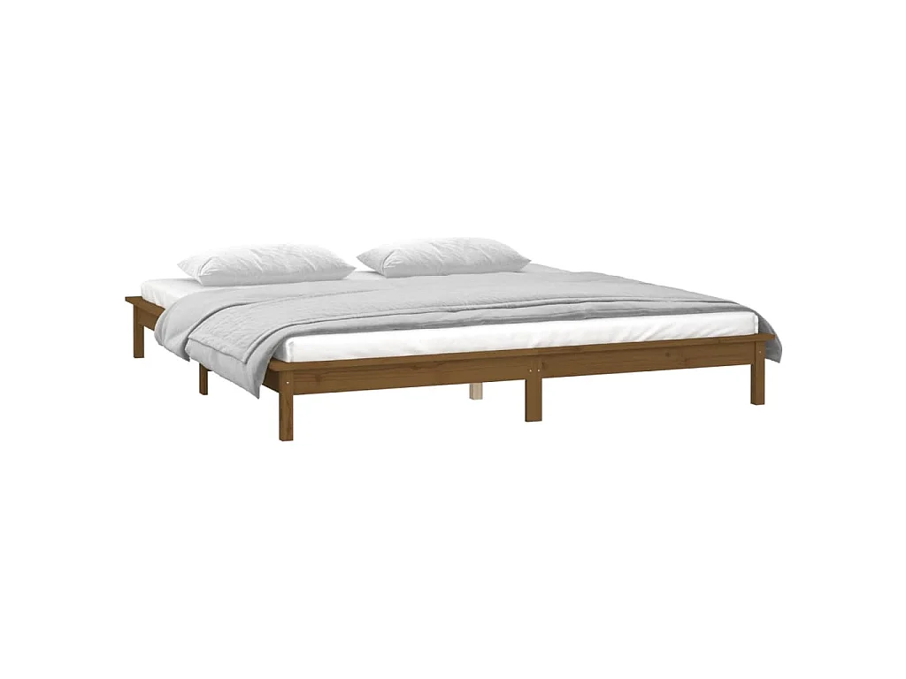 Cadre de lit à LED sans matelas 140x190 cm bois massif