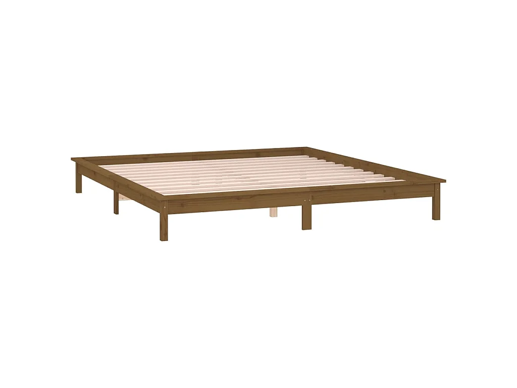 Cadre de lit à LED sans matelas 140x190 cm bois massif