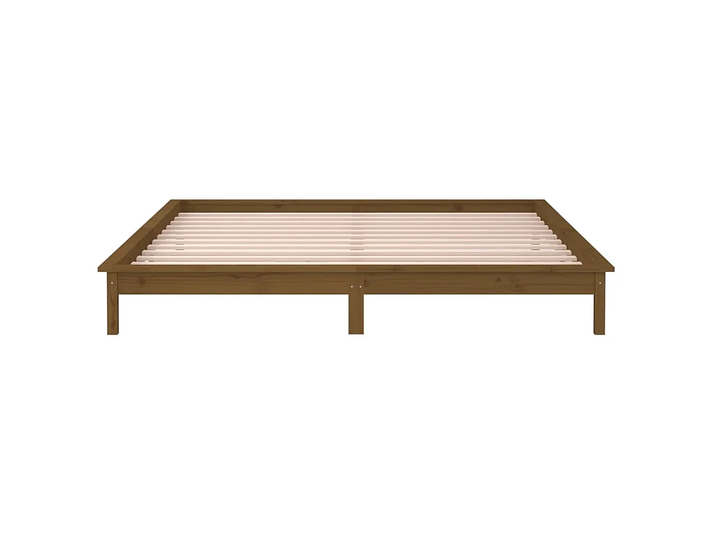 Cadre de lit à LED sans matelas 140x190 cm bois massif
