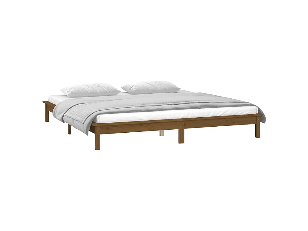 Cadre de lit à LED sans matelas 140x190 cm bois massif