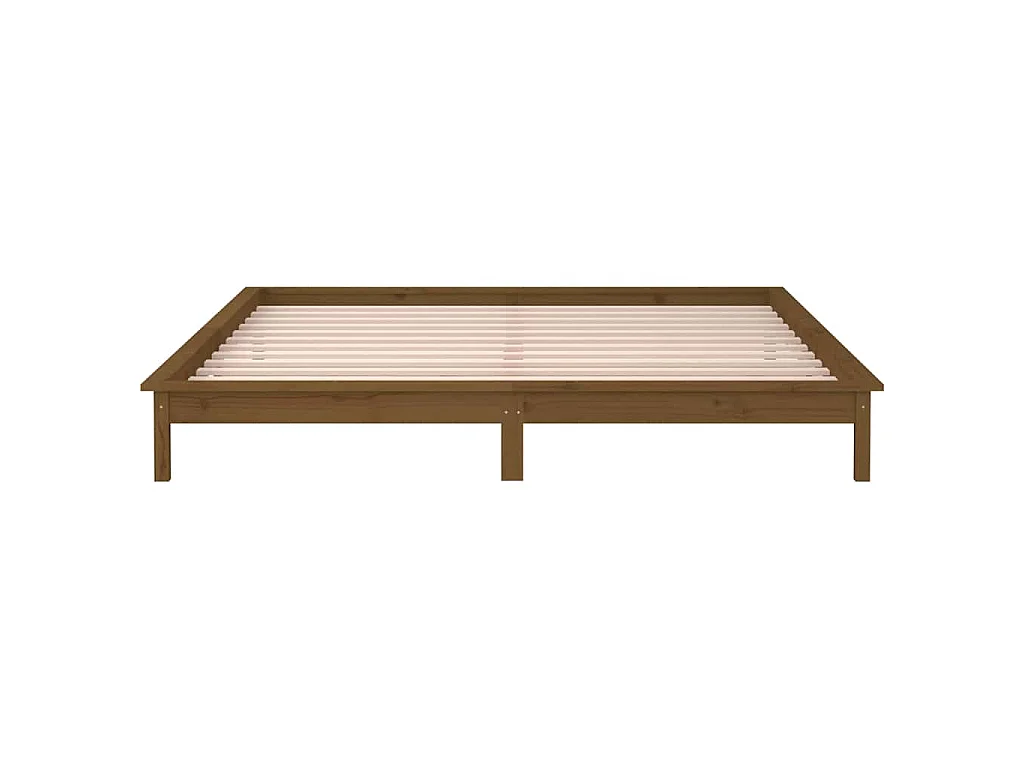 Cadre de lit à LED sans matelas 140x190 cm bois massif
