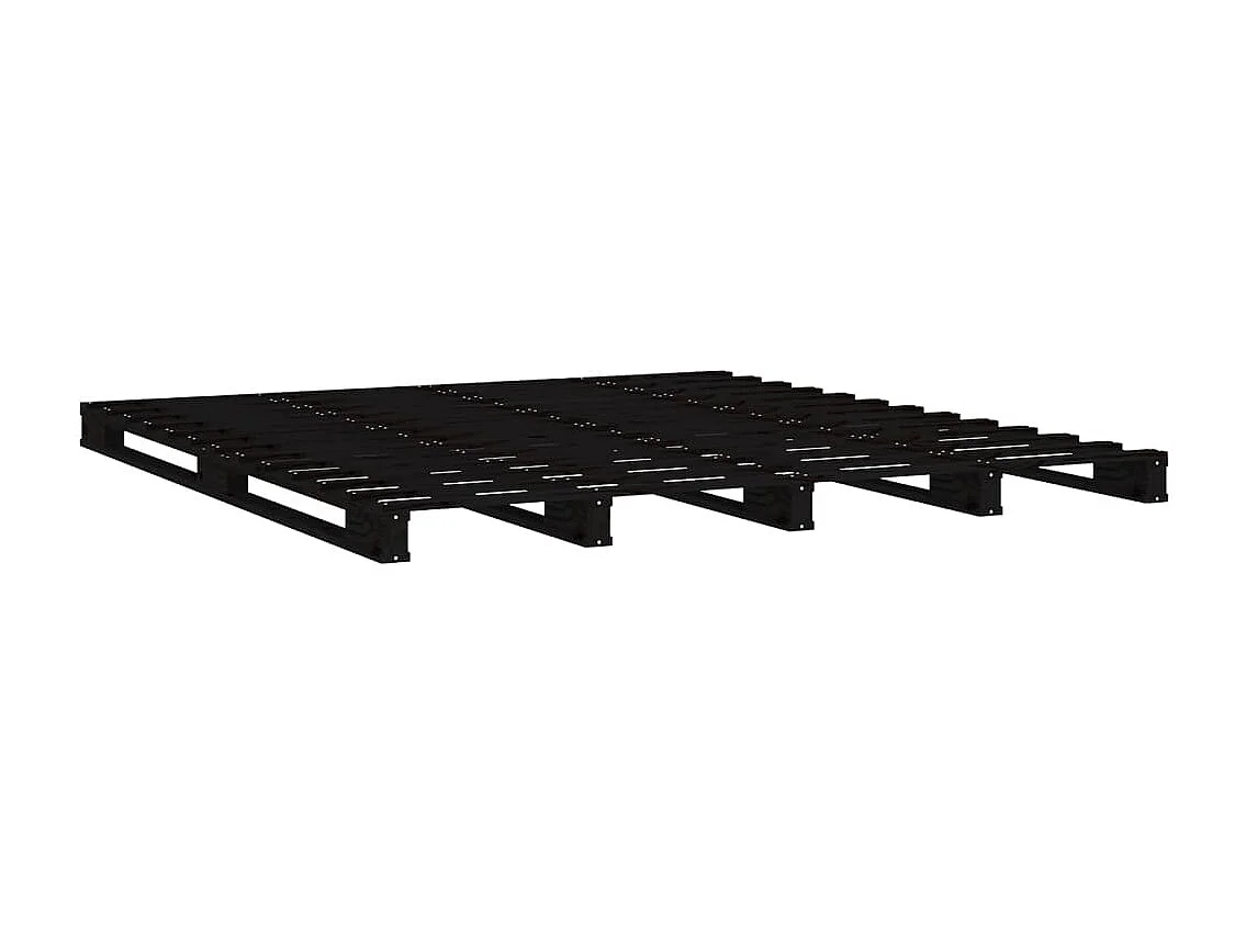 Palletbed massief grenenhout zwart 140x190 cm