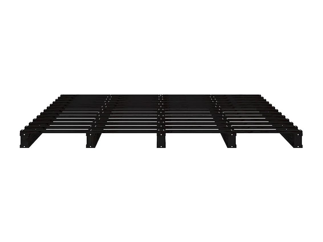 Palletbed massief grenenhout zwart 140x190 cm