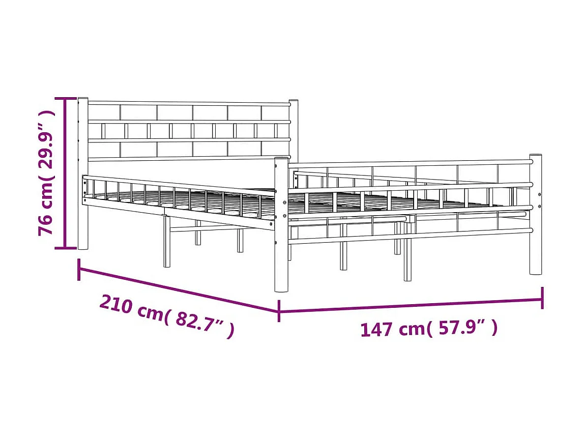 Bettgestell Weiß Metall 140×200 cm