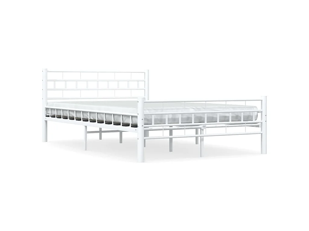 Cadre de lit sans matelas blanc métal 140x200 cm
