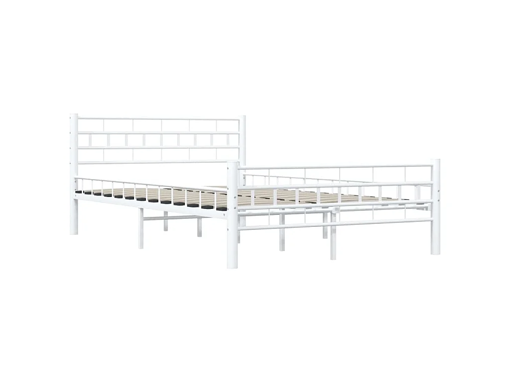 Cadre de lit sans matelas blanc métal 140x200 cm