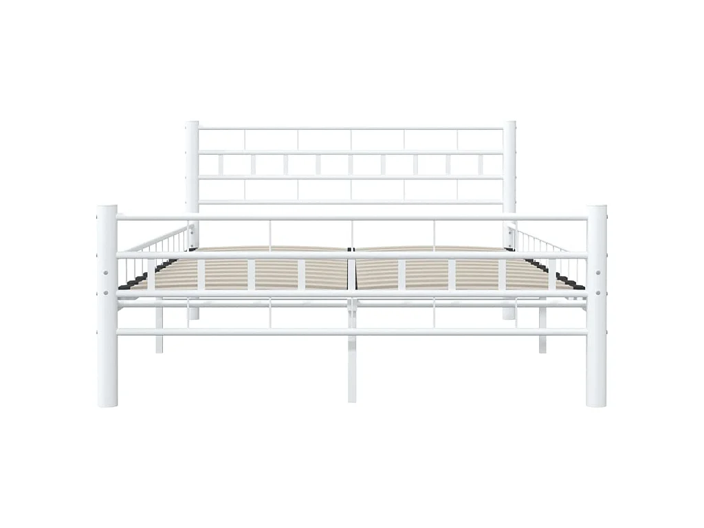 Cadre de lit sans matelas blanc métal 140x200 cm