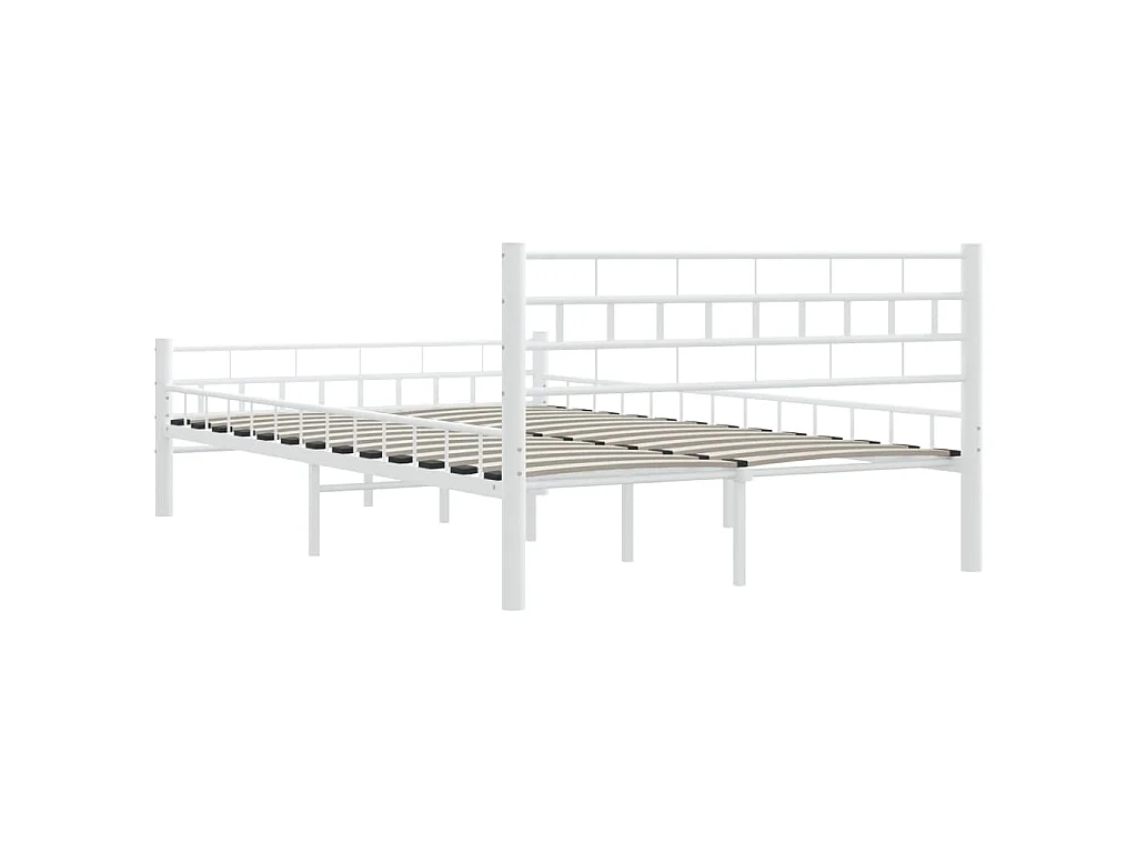 Cadre de lit sans matelas blanc métal 140x200 cm