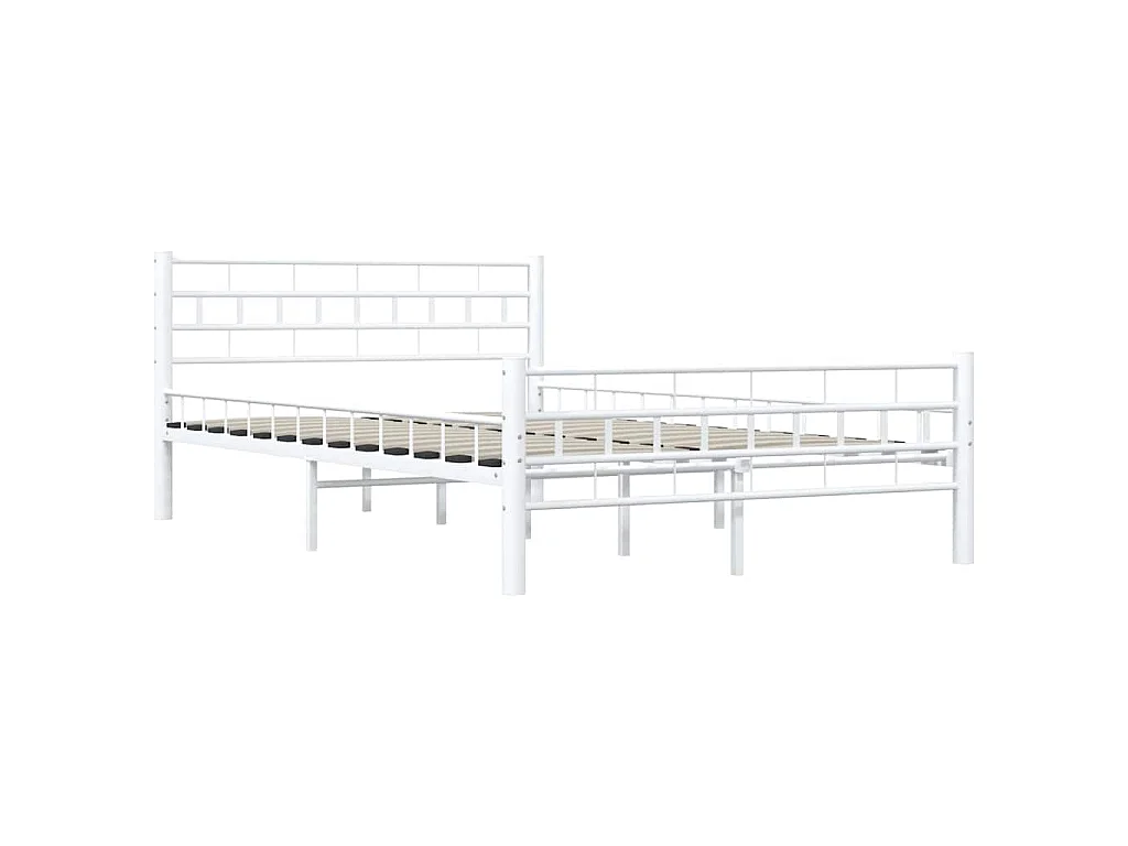 Cadre de lit sans matelas blanc métal 140x200 cm