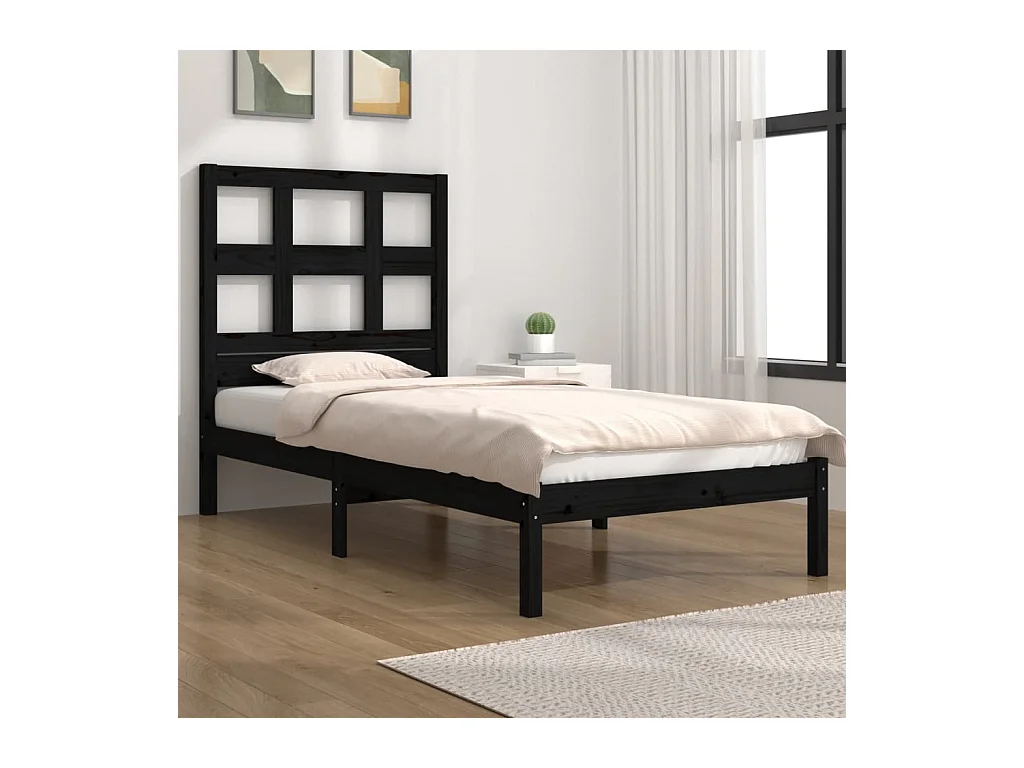 Giroletto in Legno Massello Nero 75x190 cm Small Single