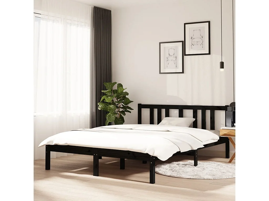 Giroletto Nero in Legno Massello 135x190 cm Double