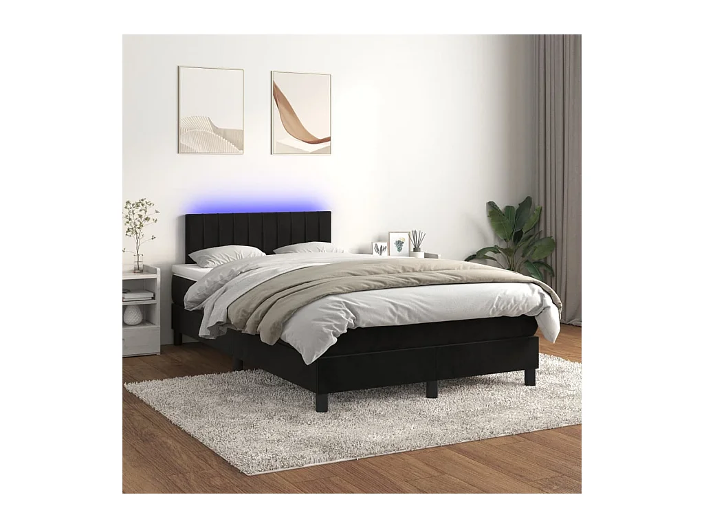 Sommier à lattes de lit avec matelas et LED Noir 120x200 cm