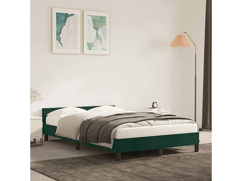 Cadre de lit sans matelas vert foncé 120x200 cm velours