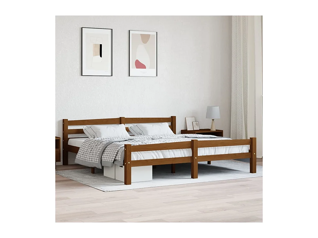 Bedframe massief grenenhout honingbruin 180x200 cm