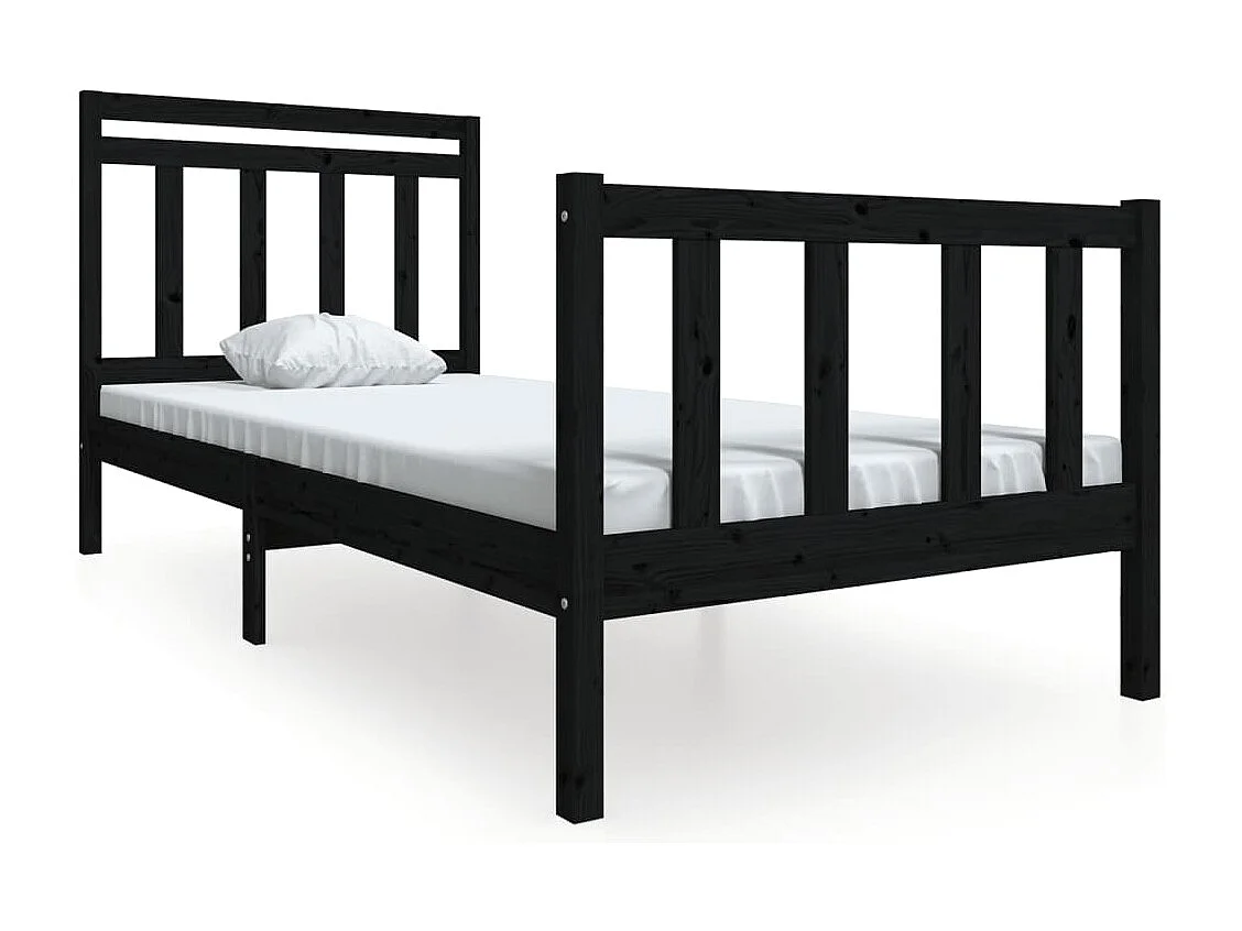 Estrutura de cama 100x200 cm madeira maciça preto