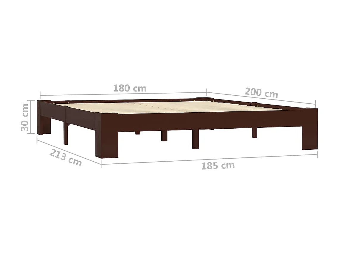 Cadre de lit sans matelas marron foncé pin massif 180x200 cm