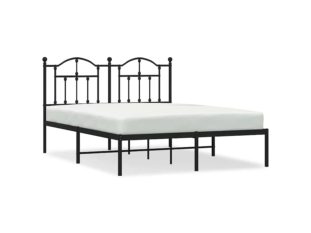 Bedframe met hoofdbord metaal zwart 135x190 cm