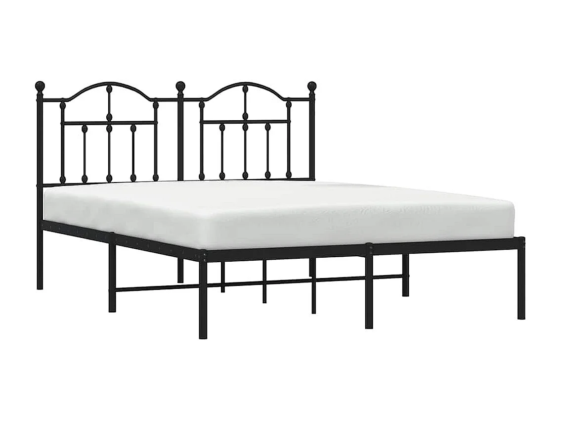 Bedframe met hoofdbord metaal zwart 135x190 cm