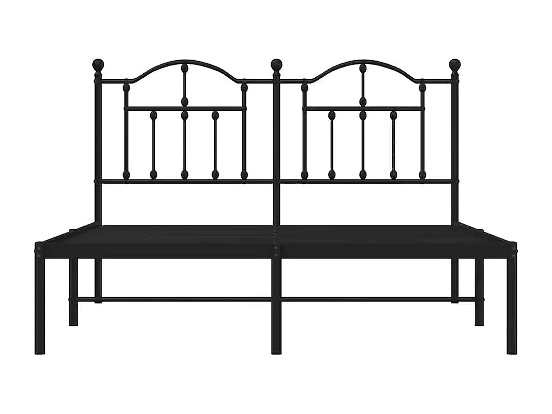 Bedframe met hoofdbord metaal zwart 135x190 cm