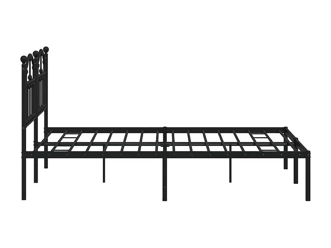 Bedframe met hoofdbord metaal zwart 135x190 cm