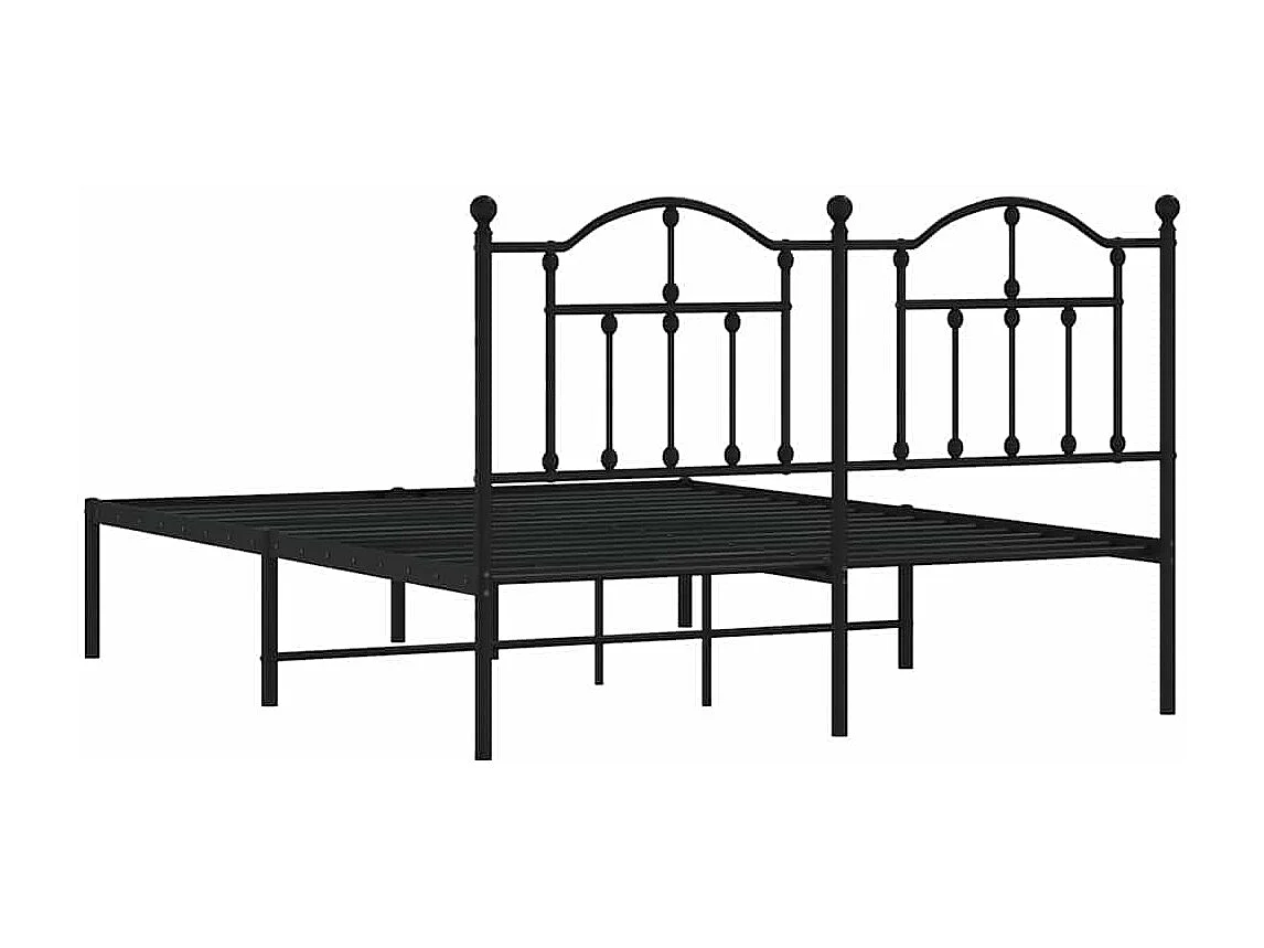Bedframe met hoofdbord metaal zwart 135x190 cm