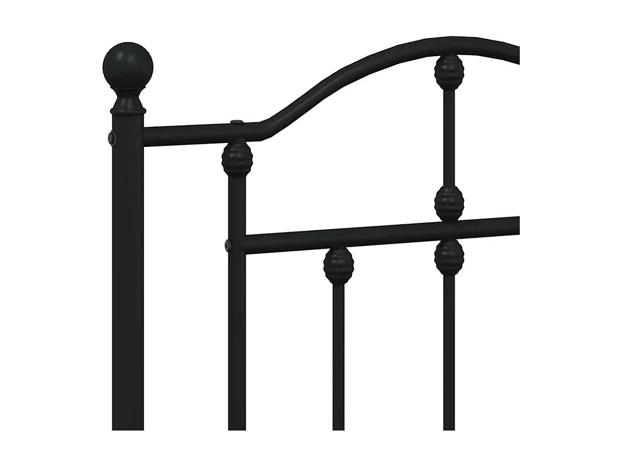 Bedframe met hoofdbord metaal zwart 135x190 cm