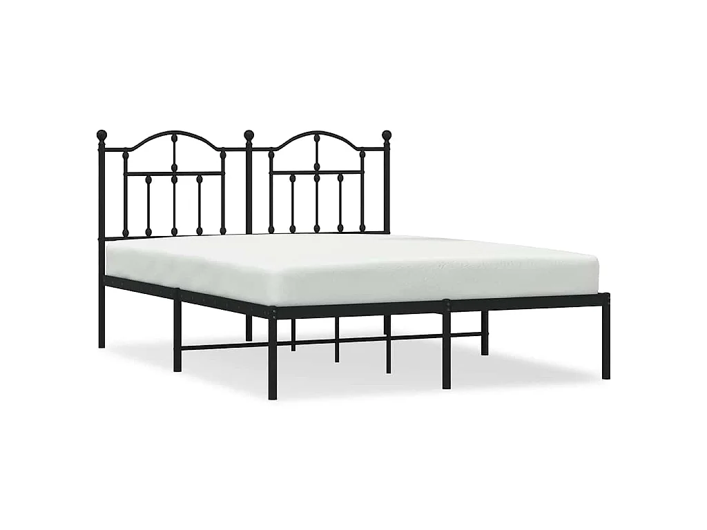 Cadre de lit métal sans matelas avec tête de lit noir 135x190cm