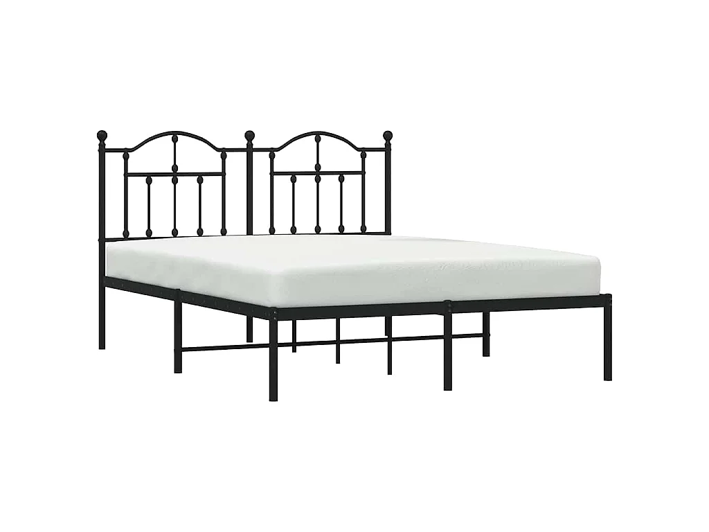 Cadre de lit métal sans matelas avec tête de lit noir 135x190cm
