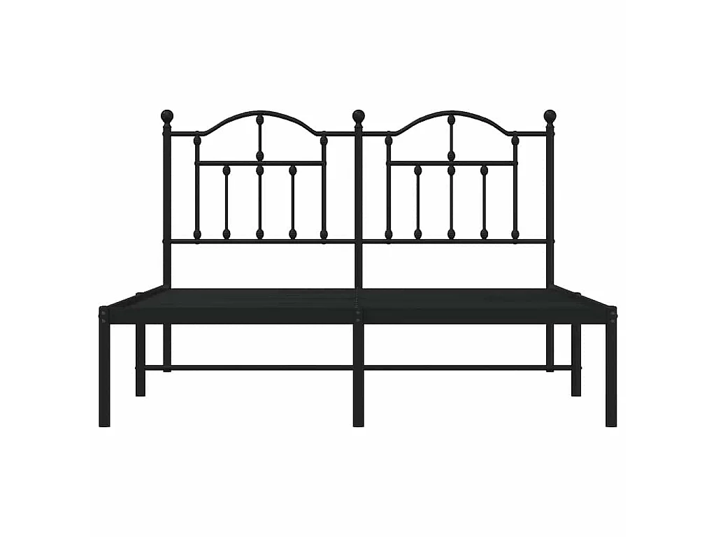 Cadre de lit métal sans matelas avec tête de lit noir 135x190cm