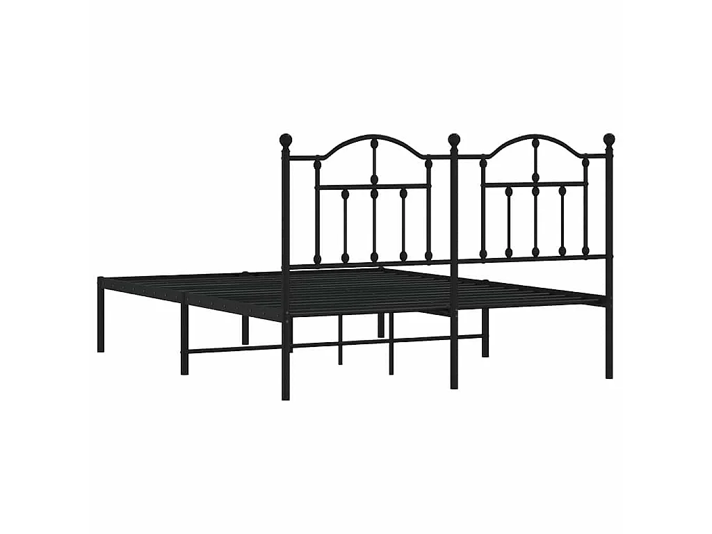 Cadre de lit métal sans matelas avec tête de lit noir 135x190cm