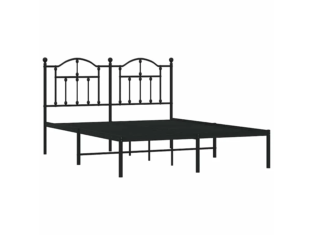 Cadre de lit métal sans matelas avec tête de lit noir 135x190cm