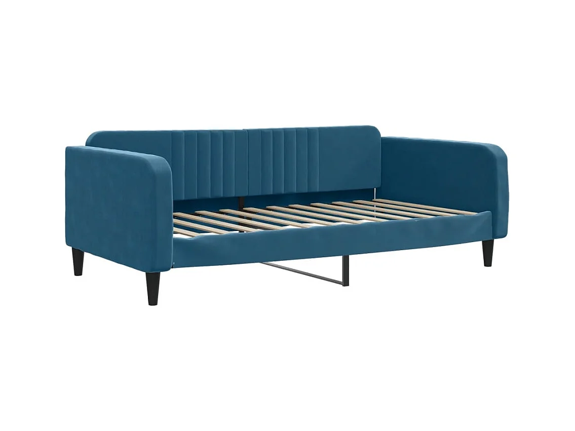 Divano Letto Estraibile con Cassetti Blu 100x200 cm in Velluto
