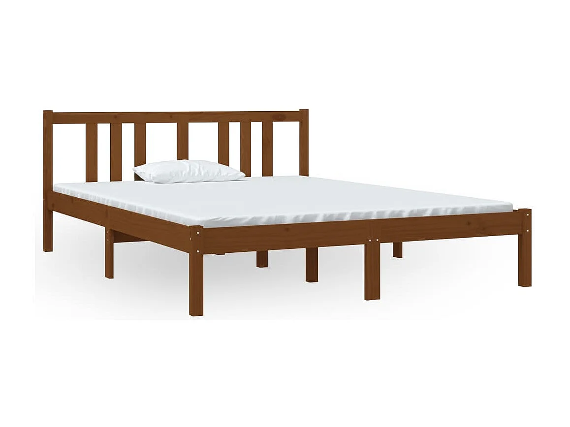 Cadre de lit sans matelas marron miel bois massif 140x190 cm