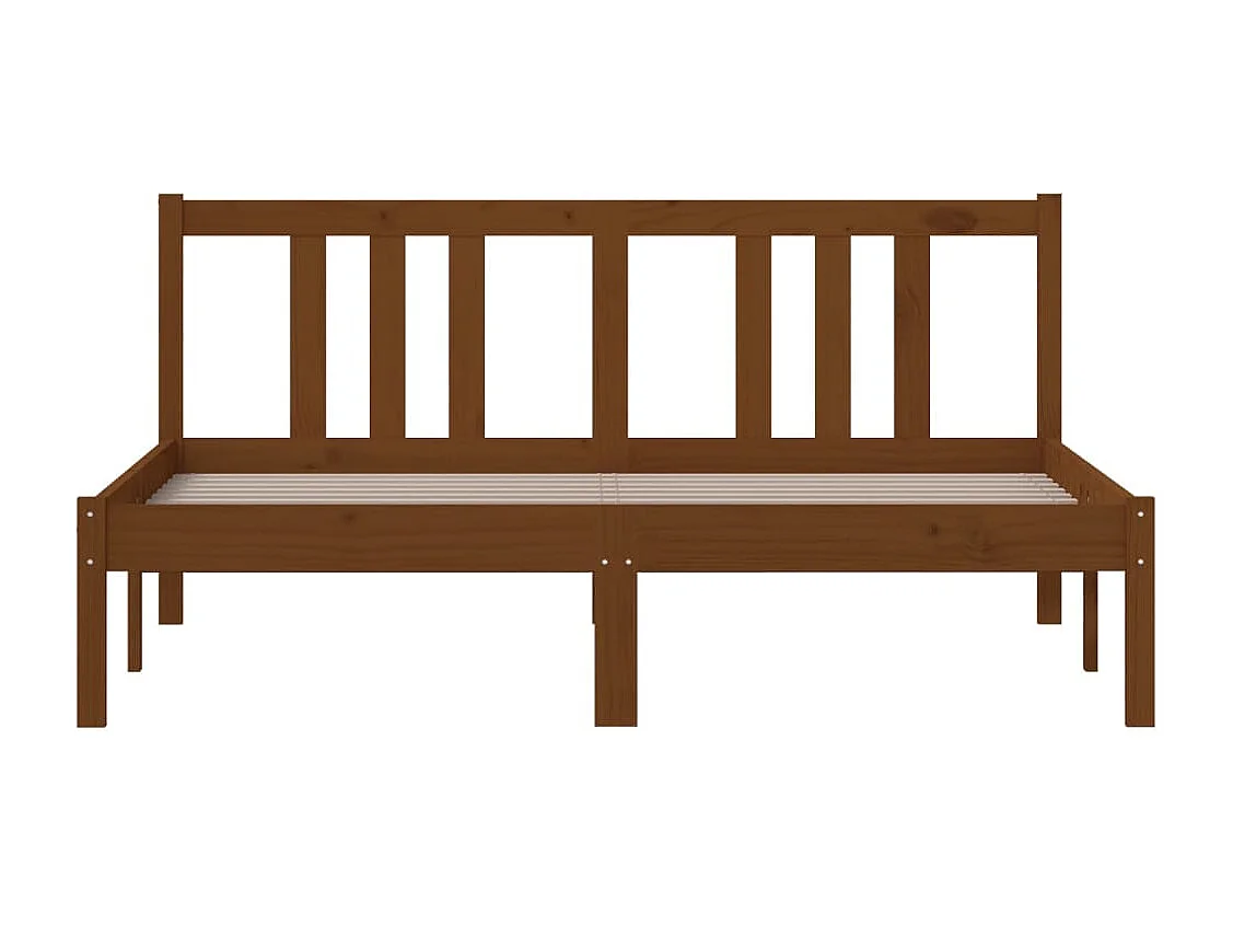 Cadre de lit sans matelas marron miel bois massif 140x190 cm