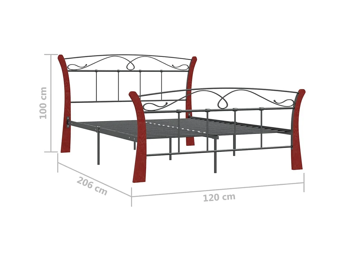 Bedframe metaal zwart 120x200 cm